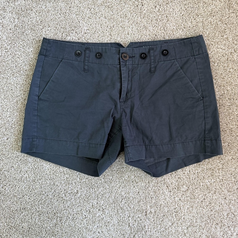 Paper Boy Shorts Womens 4 30W Blue Twill Chino Button Front Slash Pockets Casual